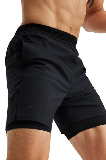Fabletics Men's The Fundamental Short (Lined), Workout, Running, Training, Gym, Yoga, Ultra Lightweight, Athletic, 7" Inseam, XS, Black