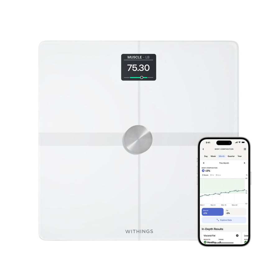 Withings Body Comp Smart Wi-Fi Scale – Advanced Body Composition & Heart Rate Monitor (White)