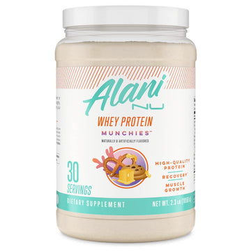 Alani Nu Whey Protein Powder Munchies | 23g Protein with Low Sugar & Digestive Enzymes | Meal Replacement Powder | Low Fat Low Carb Whey Isolate Protein Blend | Low Sugar |30 Servings