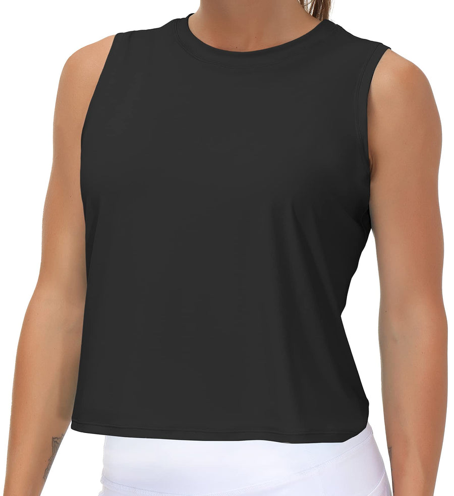 Ice Silk Workout Tops for Women – Quick-Dry Sleeveless Muscle Tank for Gym, Running, and Yoga, Black