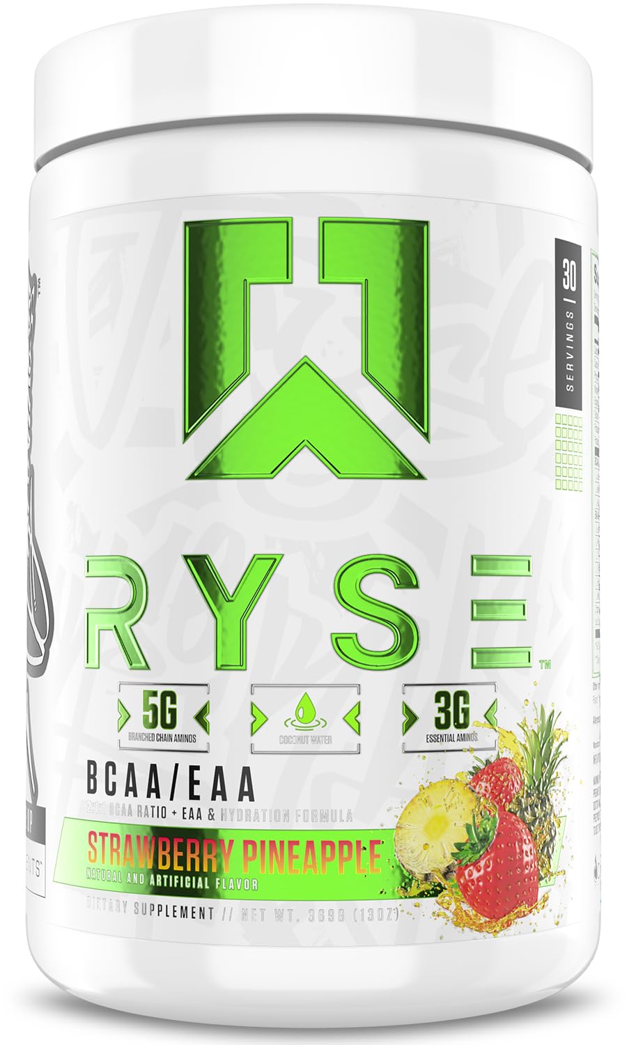 RYSE BCAA EAA Powder – Strawberry Pineapple Amino Recovery Formula (30 Servings)