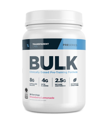 Transparent Labs Bulk Pre Workout Powder - Naturally Sweetened Advanced Pre-Workout Formula for Muscle Building and Strength - 30 Servings, Strawberry Lemonade