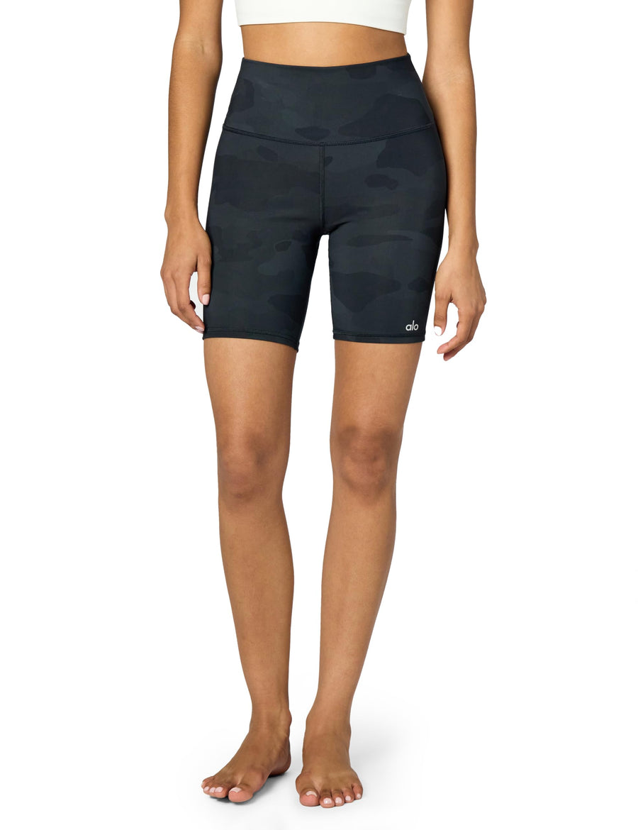 Alo Yoga Women's High Waist Vapor Shorts – Classic Fit Workout Training Shorts Black Camo
