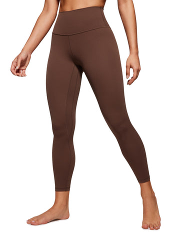 CRZ YOGA Womens Butterluxe High Waisted Yoga Leggings 25" - Double Seamed Buttery Soft Comfy Athletic Gym Workout Pants Coffee Brown Medium