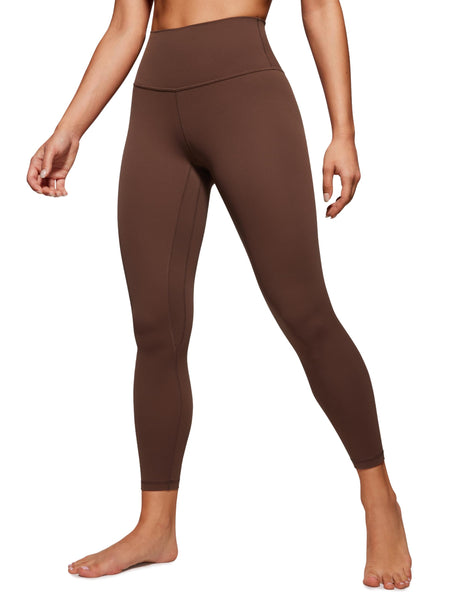 CRZ YOGA Womens Butterluxe High Waisted Yoga Leggings 25" - Double Seamed Buttery Soft Comfy Athletic Gym Workout Pants Coffee Brown Medium
