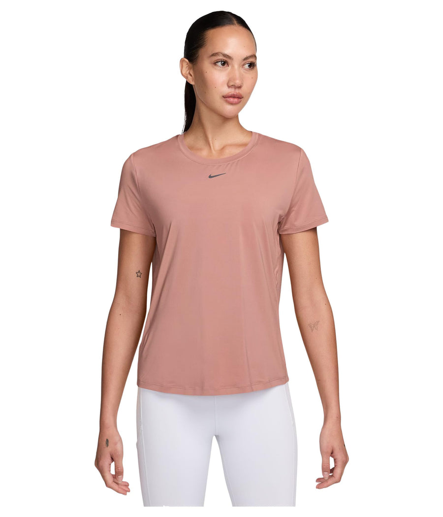 Nike One Women's Dri-FIT Training Top – Lightweight Moisture-Wicking Performance Shirt (Rust Pink)