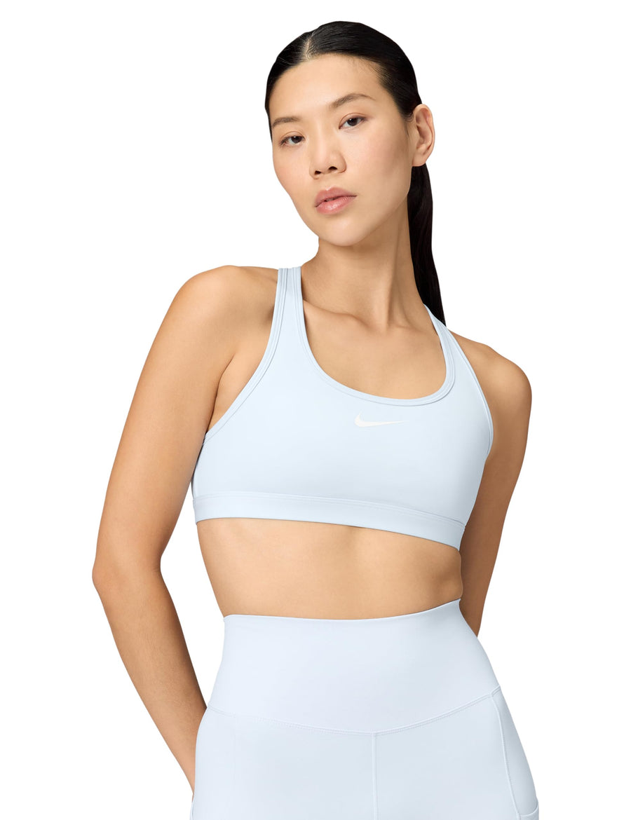 Nike Swoosh Women's Dri-FIT Sports Bra – Lightweight Stretch Training Bra (Celestine Blue/White)
