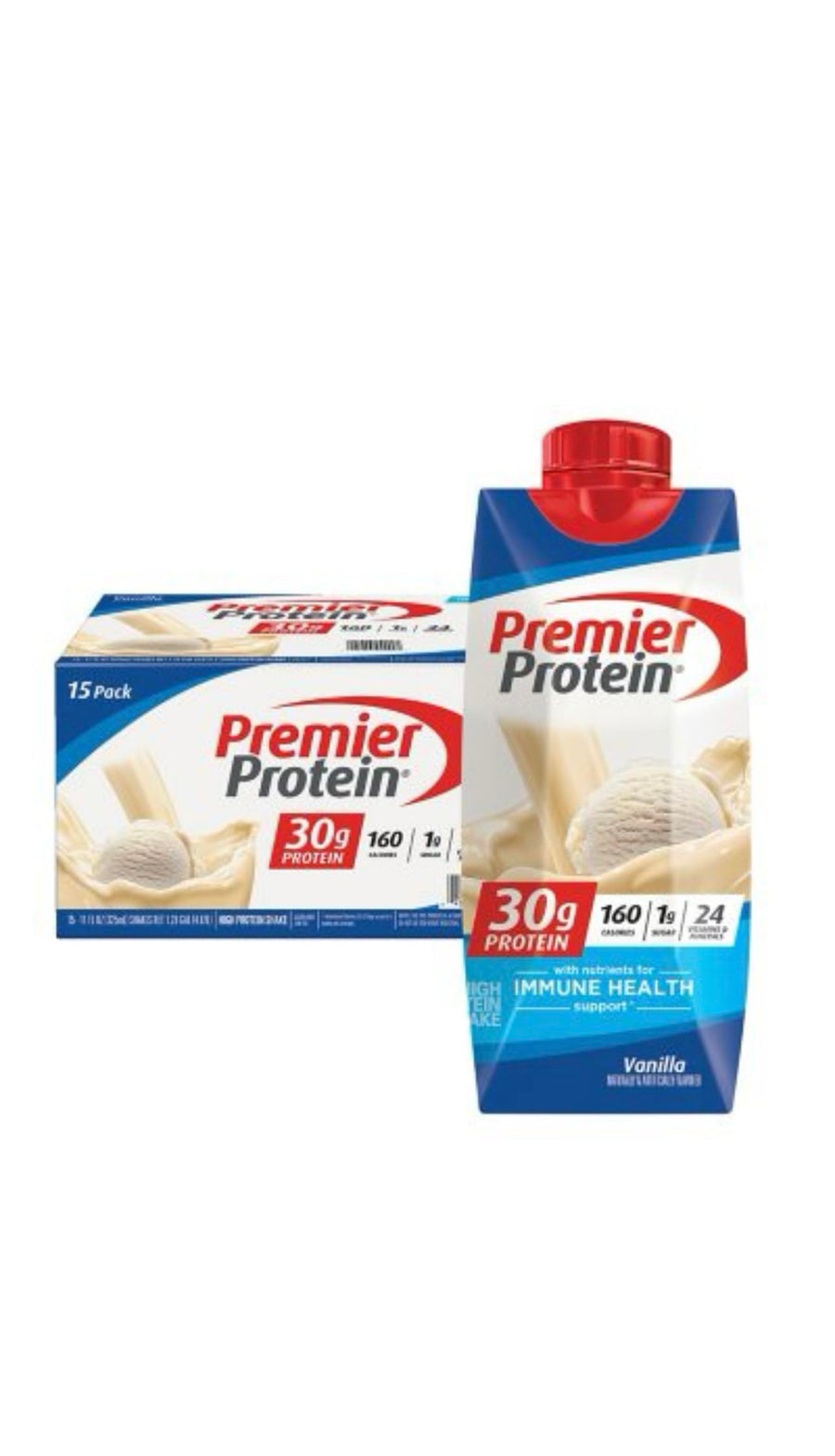 Premier Protein High Protein Shake – Vanilla Flavor Ready-to-Drink Protein (15 Pack)