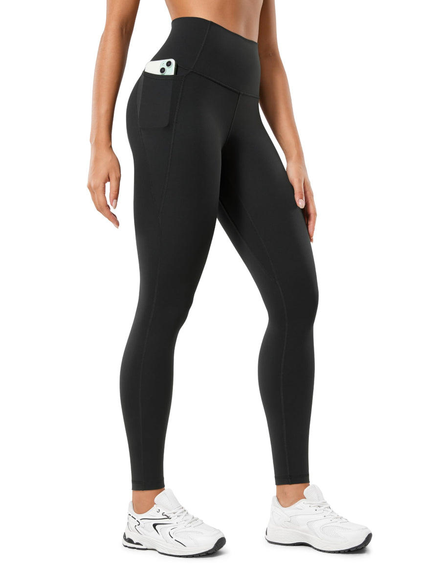 CRZ YOGA Butterluxe Women's Workout Leggings 28" – High Waisted Yoga Pants with Pockets Black