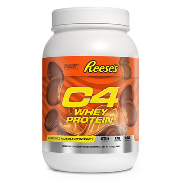 Cellucor C4 Whey Protein Powder, Reese's Peanut Butter & Chocolate - 25g Protein, 0g Added Sugar, 140 Calories Per Serving, Supports Muscle Recovery, 28 Servings, Premium Whey for Post-Workout