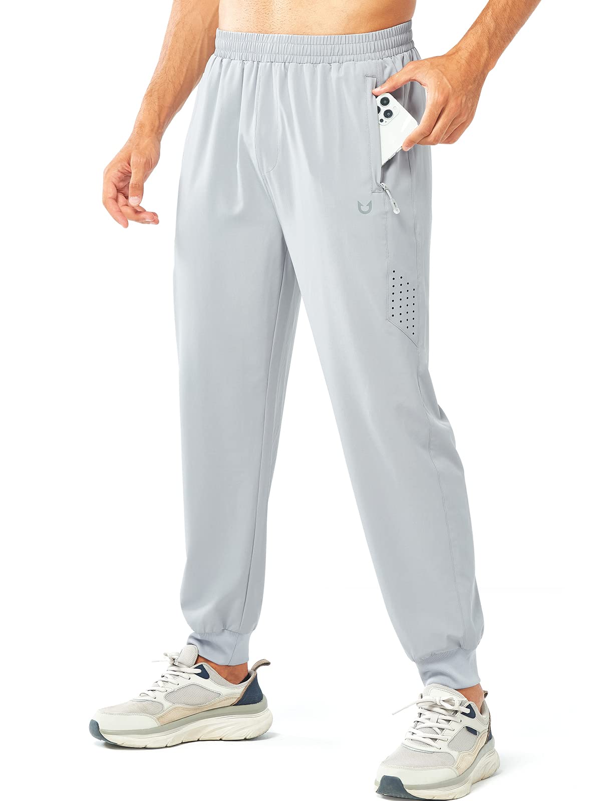 NORTHYARD Men's Athletic Running Pants Lightweight Workout Joggers Quick Dry Gym Sweatpants Active Sports Track Training LIGHTGREY S