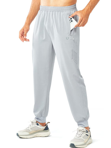 NORTHYARD Men's Athletic Running Pants Lightweight Workout Joggers Quick Dry Gym Sweatpants Active Sports Track Training LIGHTGREY S