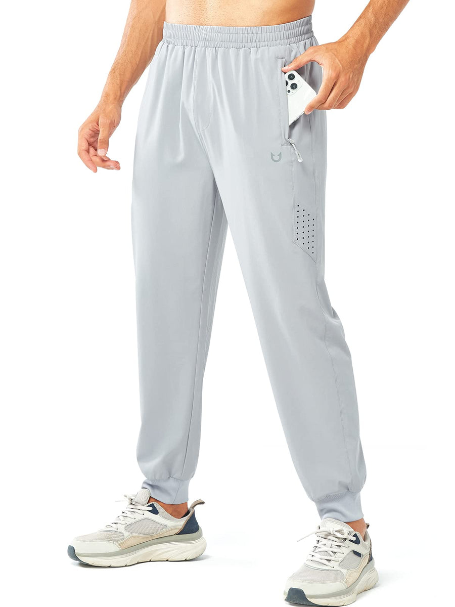 NORTHYARD Men’s Athletic Joggers – Lightweight Quick-Dry Workout Pants for Gym, Running, and Sports, Light Grey