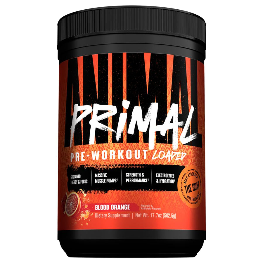 Animal Primal Muscle Hydration + Pre-Workout – Blood Orange, Beta-Alanine, 3D Pump, Caffeine & Electrolytes, 17.7 oz