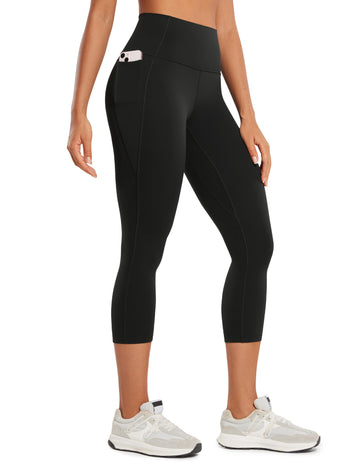 CRZ YOGA Womens Butterluxe Workout Capri Leggings with Pockets 21 Inches - High Waisted Gym Athletic Crop Yoga Black Medium