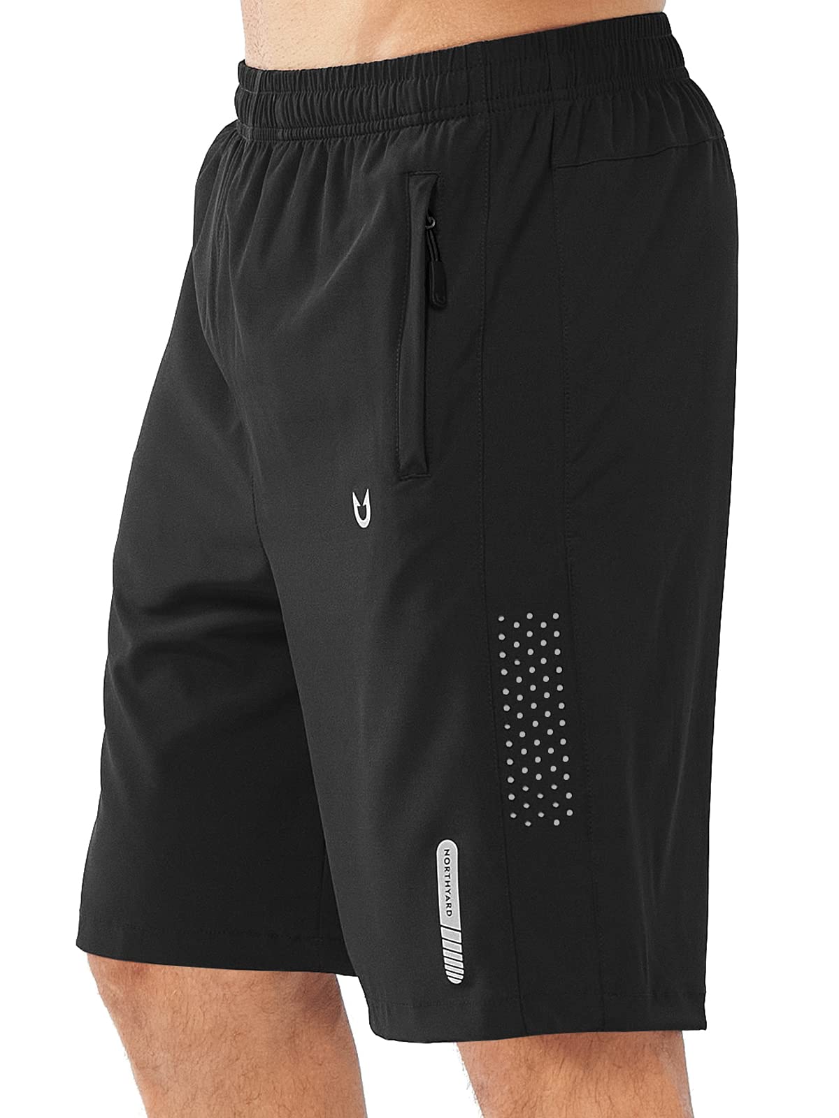 NORTHYARD Men's Athletic Running Shorts Quick Dry Workout Shorts 7"/ 5"/ 9" Lightweight Sports Gym Basketball Tennis Hiking Exercise Black-9inch XL