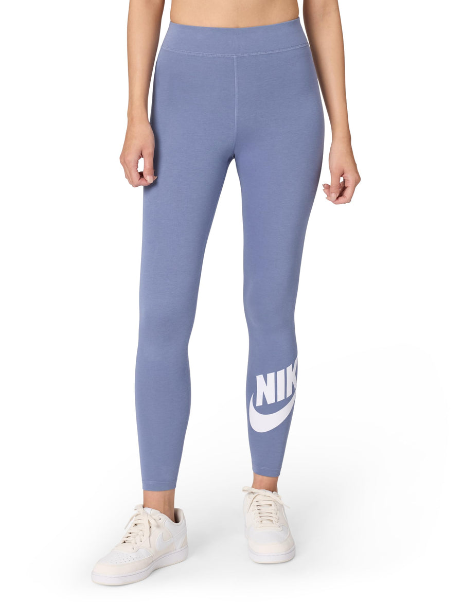 Nike Women's Cotton-Feel Performance Leggings – Moisture-Wicking Training Leggings (World Indigo/White)