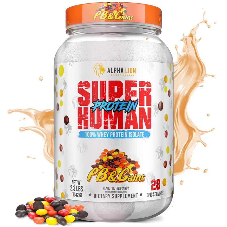 Alpha Lion Superhuman Whey Protein – PB & Gains Flavor, Whey Isolate Muscle Recovery Protein (28 Servings)