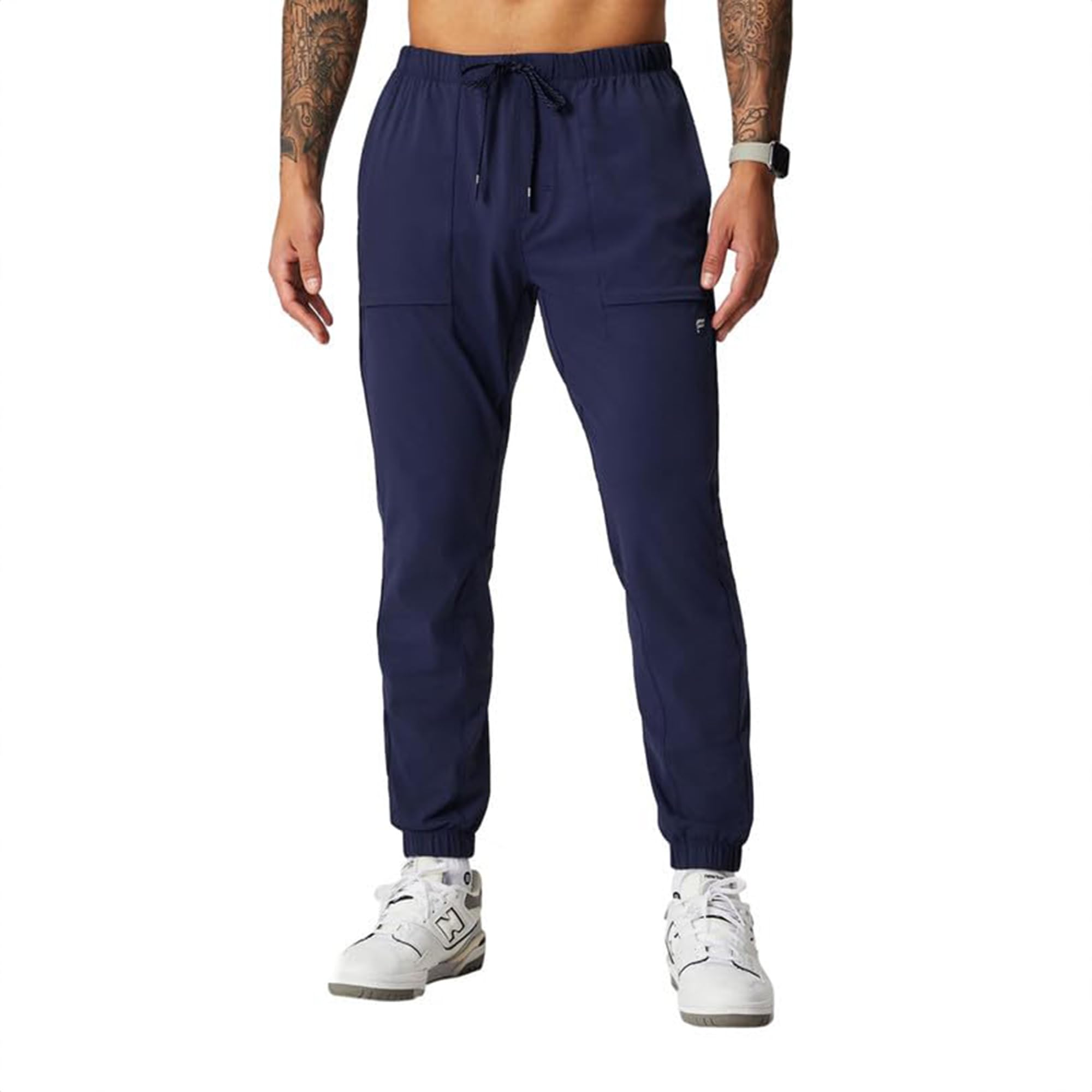 Fabletics Men's The One Jogger, Quick-Dry, Hidden Pockets, Zip Pockets, UPF Protection, Anti-Stink, Lightweight, M/Regular 29 in | 29, Deep Navy