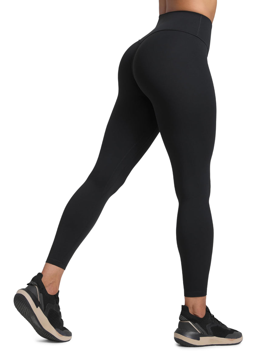 CRZ YOGA Secretsculpt Butterlift Women's Scrunch Butt Leggings 25" – High Waisted No Front Seam Workout Leggings Black