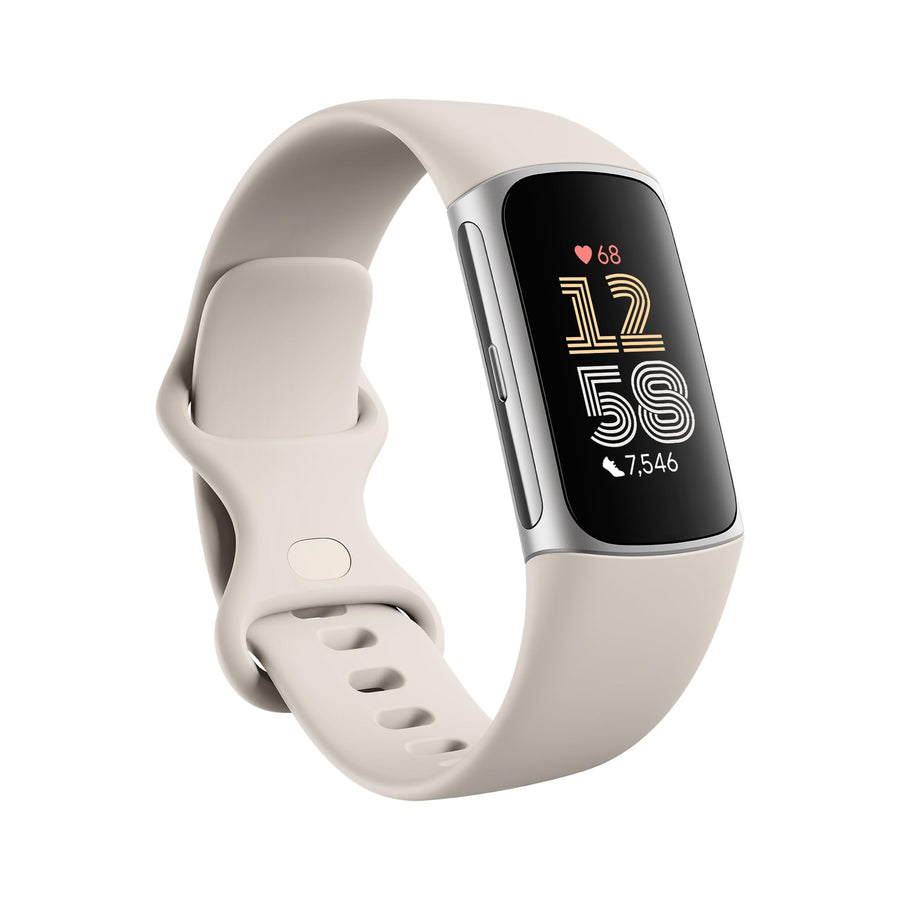 Fitbit Charge 6 Fitness Tracker – Advanced Fitness Tracker with GPS & Heart Rate Monitoring (Porcelain/Silver)