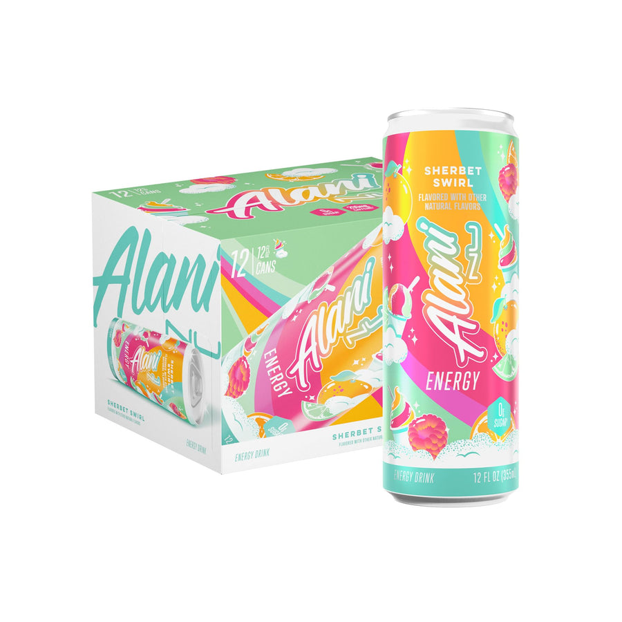 Alani Nu Sherbet Swirl Energy Drink – Zero Sugar Energy Beverage 200mg Caffeine 12oz Cans 12 Pack