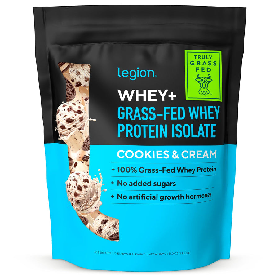 LEGION Whey+ Protein Powder – Grass-Fed Whey Isolate, Low Calorie, Sugar-Free, 30 Servings