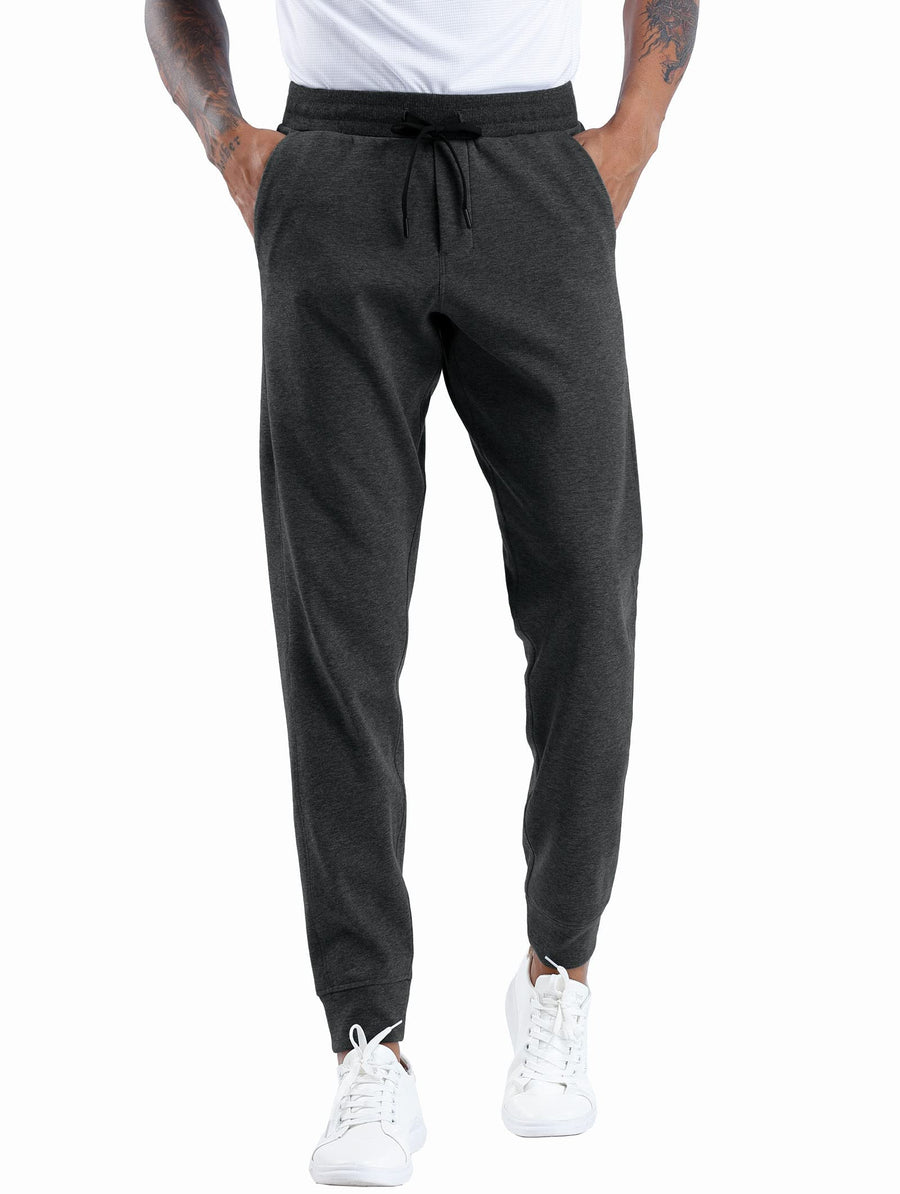 Men’s Fleece Lined Joggers – Athletic Lounge Sweatpants with Pockets & Adjustable Waistband, Dark Grey