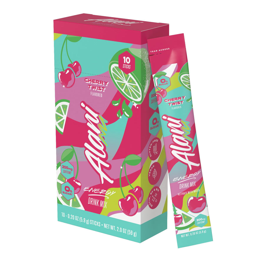Alani Nu Cherry Twist Energy Sticks – Zero Sugar Energy Drink Mix 200mg Caffeine 10 Pack