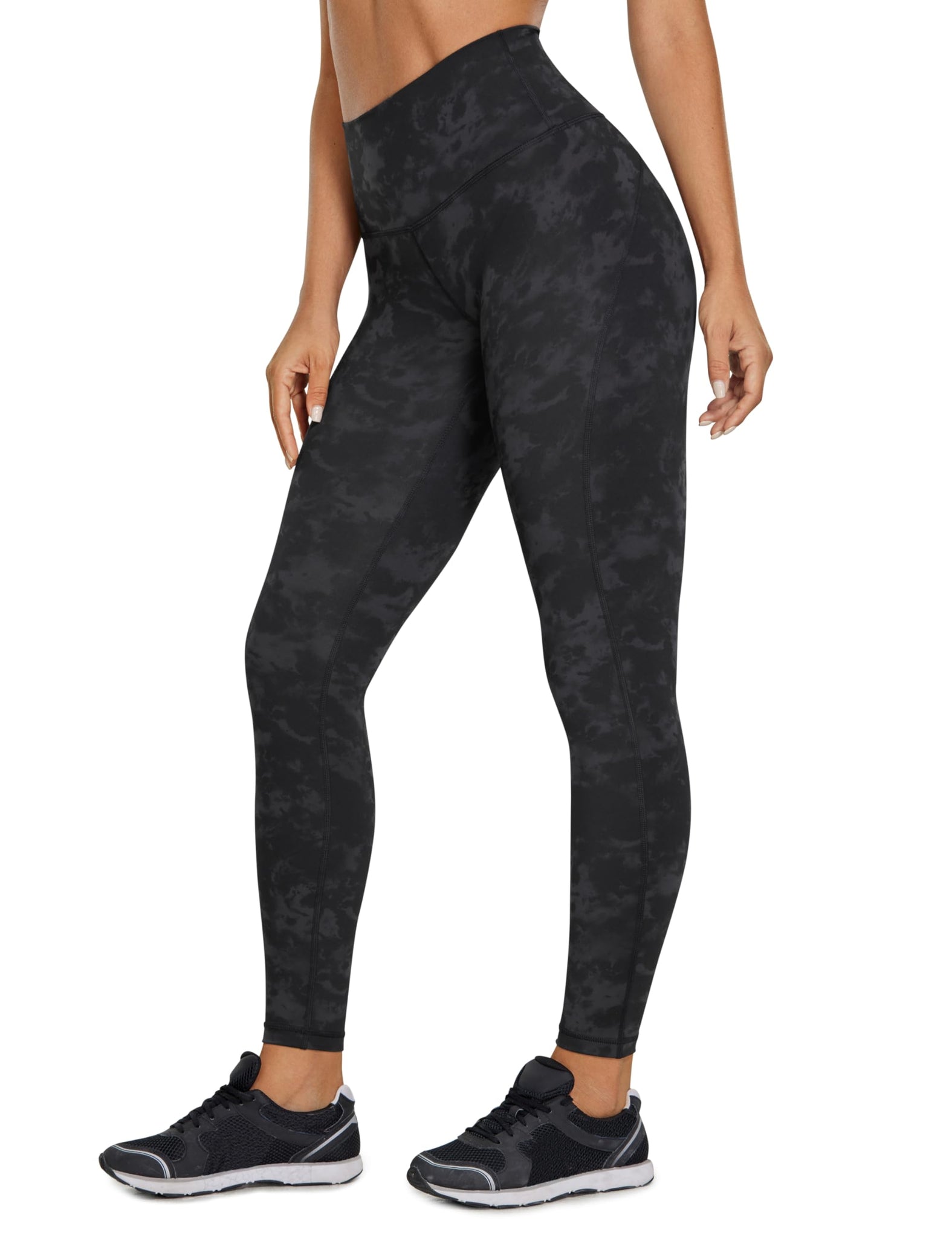 CRZ YOGA Ulti-Dry Workout Leggings for Women 25'' - High Waisted Yoga Pants 7/8 Athletic Running Fitness Gym Tights Tie Dye Smoke Ink Small