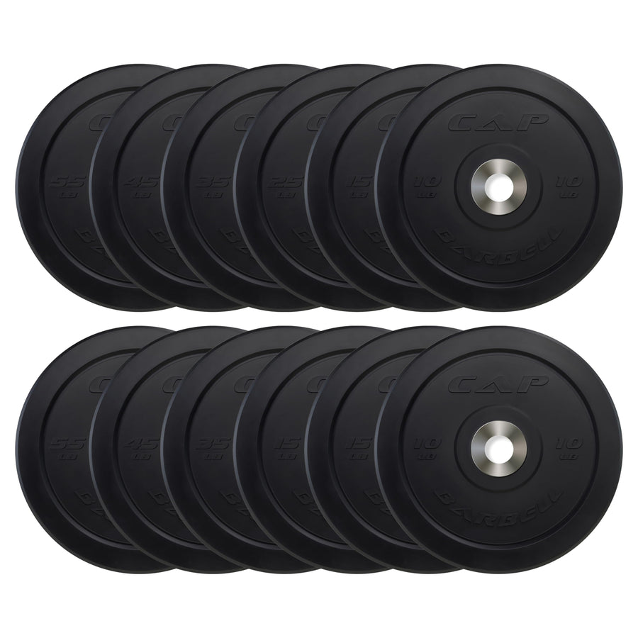 CAP Barbell 370 lb PRO Olympic Bumper Plate Set – Black, Strength Training & Weightlifting