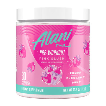 Alani Nu Pre Workout Powder Pink Slush, Amino Energy Boost, Endurance Supplement, Sugar Free, 200mg Caffeine, L-Theanine, Beta-Alanine, L-Citrulline, 30 Servings