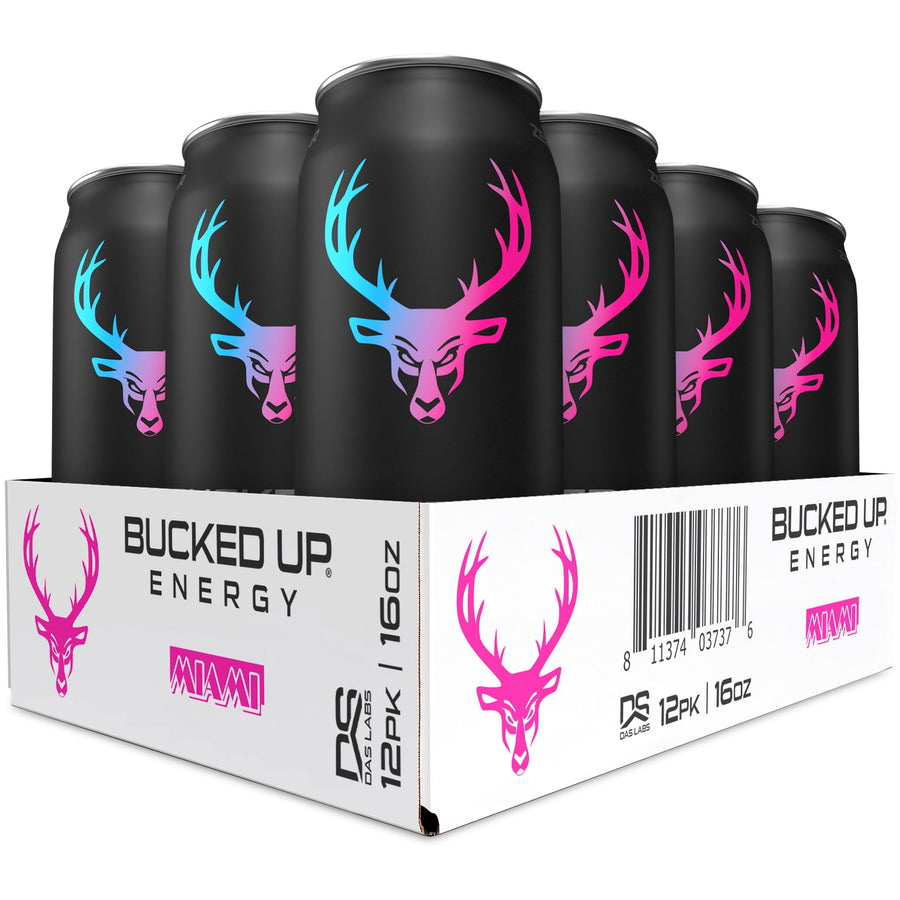 Bucked Up Energy Drink – Miami Flavor High-Stim Energy Beverage (12 Pack)