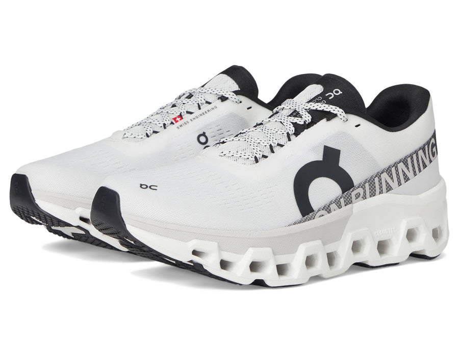 On Cloudmonster Men's Running Shoes – White/Frost Max Cushion Road Running Sneakers