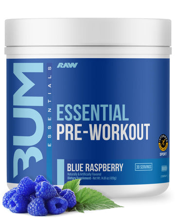 RAW Nutrition - Essential Pre - Chris Bumstead Pre Workout Formula, Sports Nutrition Pre-Workout Powders | Men & Womens Drink, Energy Powder for Working Out (Blue Raspberry)