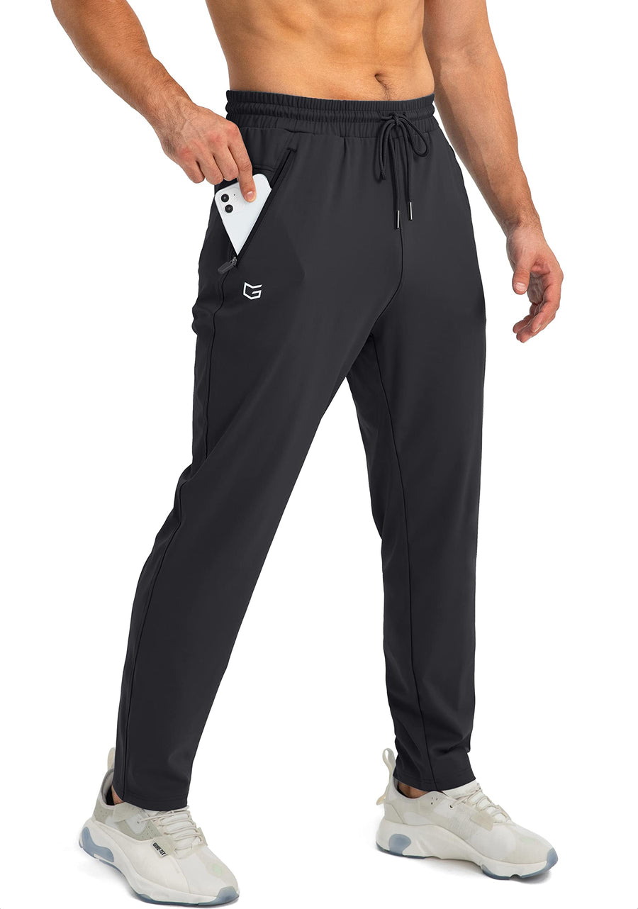 G Gradual Men’s Athletic Sweatpants – Tapered Joggers with Zipper Pockets for Workout, Running & Jogging, Black
