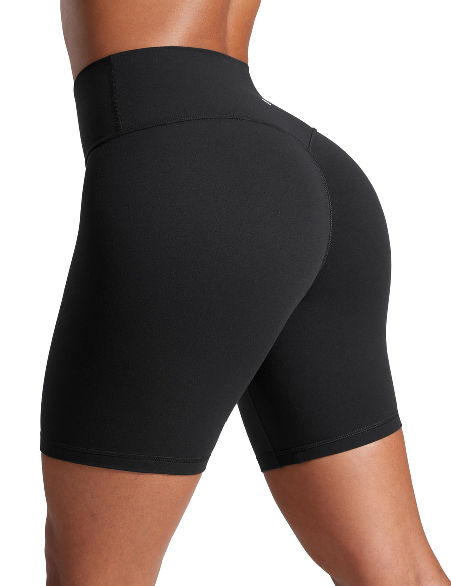 CRZ YOGA Secretsculpt Women’s Butterlift High Waist Scrunch Butt Biker Shorts – 6" No Front Seam, Black