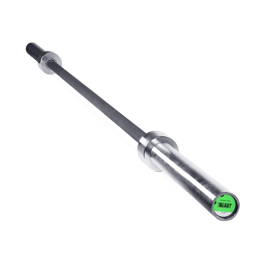 CAP Barbell THE BEAST Olympic Bar – 7-Foot, Weightlifting & Powerlifting, Black/Chrome, No Center Knurl