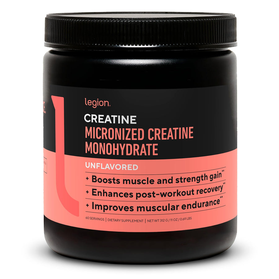 LEGION Micronized Creatine Monohydrate – Clean Creatine Powder for Muscle Gain & Post-Workout Recovery, 60 Servings