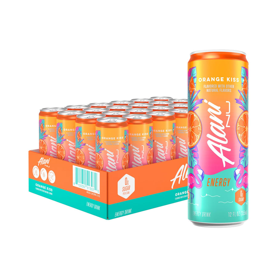 Alani Nu Orange Kiss Energy Drinks – Zero Sugar 200mg Caffeine 12oz Cans 24 Pack