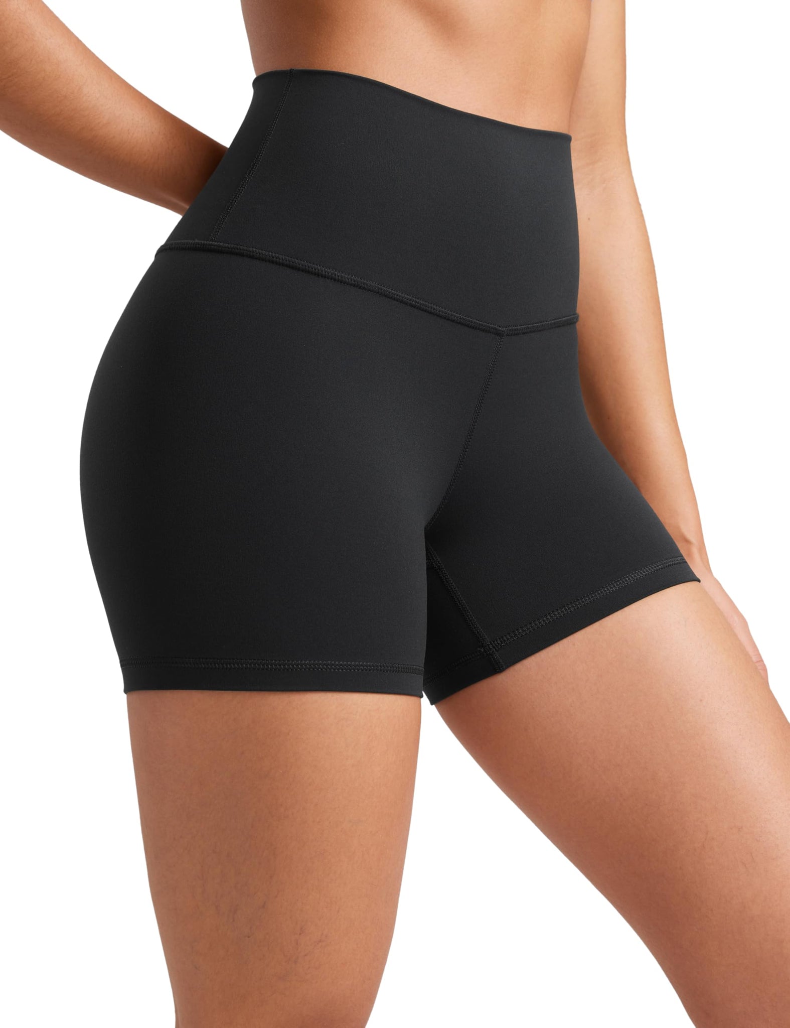 CRZ YOGA Womens Butterluxe Biker Shorts 4'' - High Waisted Booty Workout Volleyball Yoga Spandex Black Small