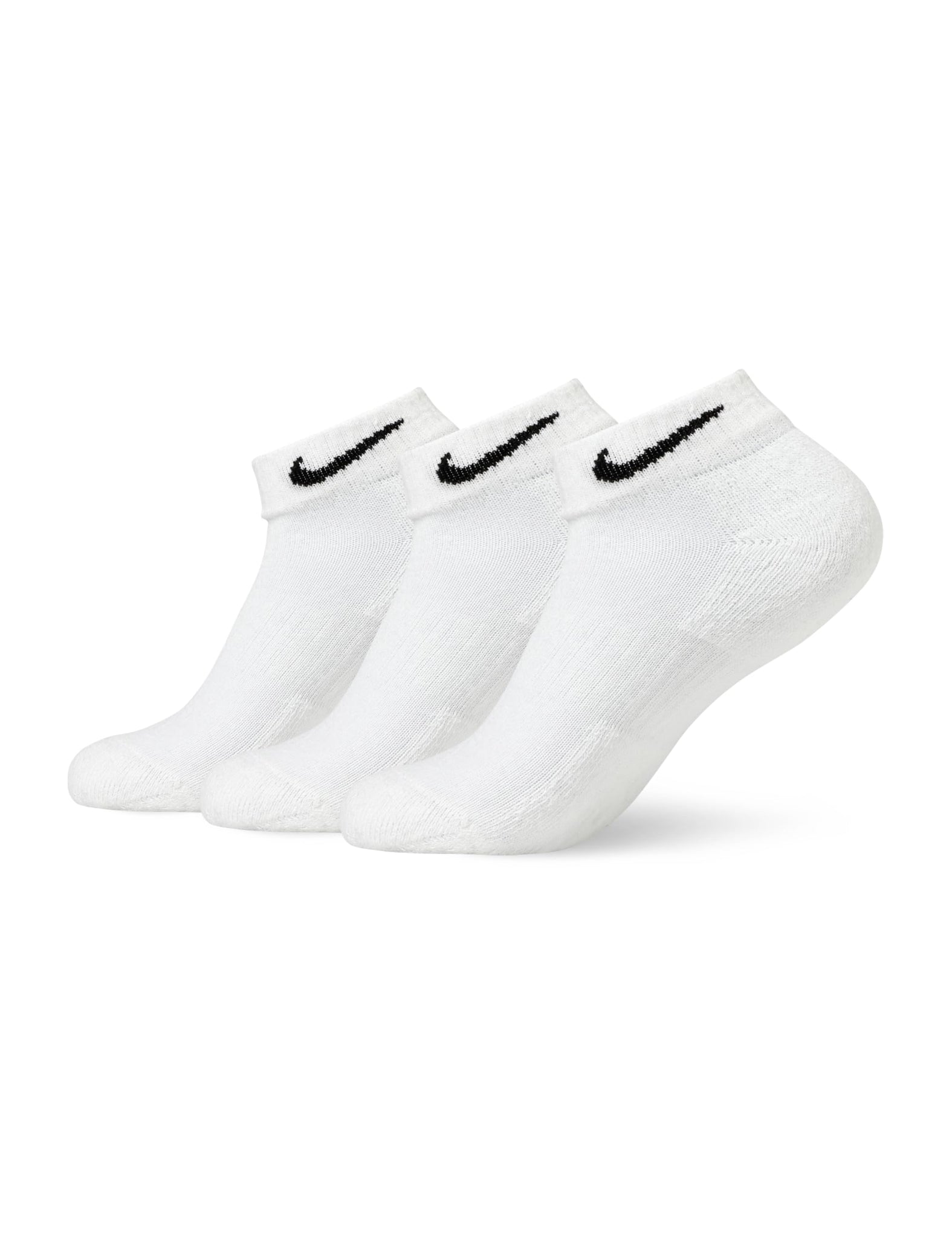 Nike Unisex Everyday Cushioned Training Low Socks (3 Pairs), White/Black, Small