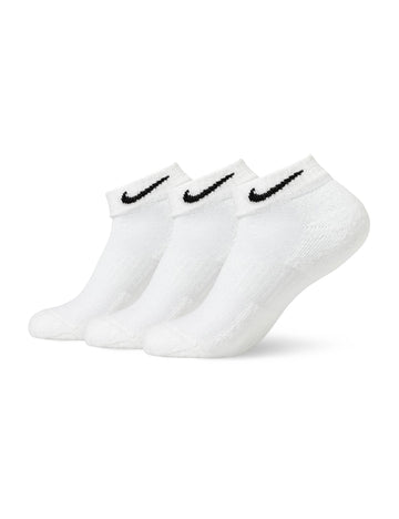Nike Unisex Everyday Cushioned Training Low Socks (3 Pairs), White/Black, Small