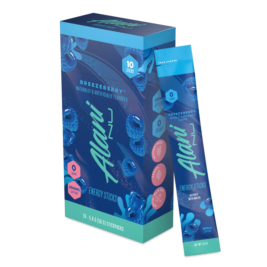 Alani Nu Breezeberry Energy Sticks – Zero Sugar 200mg Caffeine Drink Mix 10 Pack