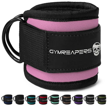 Gymreapers Ankle Straps (Pair) For Cable Machine Kickbacks, Glute Workouts, Lower Body Exercises - Adjustable Leg Straps with Neoprene Padding