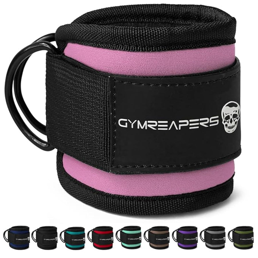 Gymreapers Ankle Straps – Heavy-Duty Cable Machine Leg & Glute Training Straps (Pink)