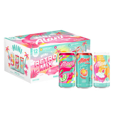 Alani Nu RETRO VARIETY PACK (Sherbet Swirl, Juicy Peach and Cherry Twist), Low Calorie Energy Drinks, 100mg Caffeine, Biotin, B Vitamins, Zero Sugar, 10 Calories or Less, 8 Fl Oz Cans, 12 Pack