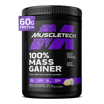 MuscleTech High Protein Mass Gainer for Men & Women - Protein Powder Shakes for Weight Gain, Muscle Building & Recovery with Creatine Monohydrate - Vanilla Milkshake, 5.15 Pound