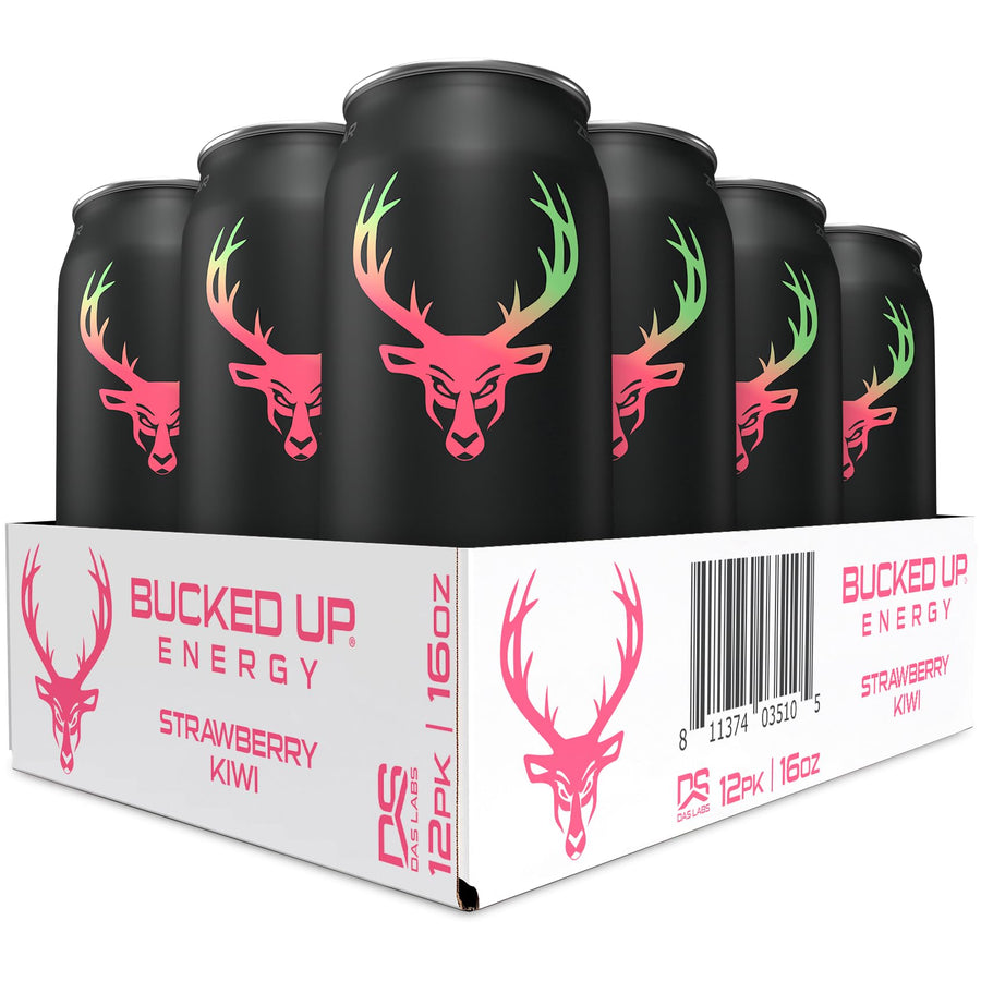 Bucked Up Energy Drink – Strawberry Kiwi High-Stim Energy Beverage (12 Pack)