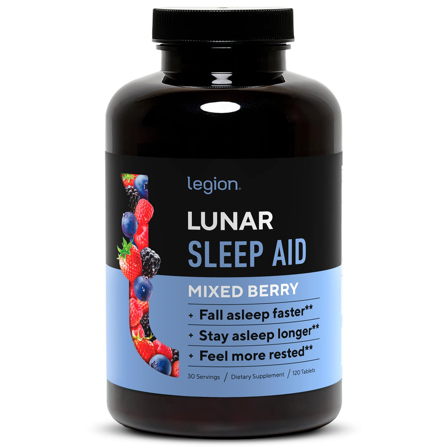LEGION Lunar Natural Sleep Aid Chewable Tablets – Melatonin & L-Glycine Sleep Support, 30 Servings